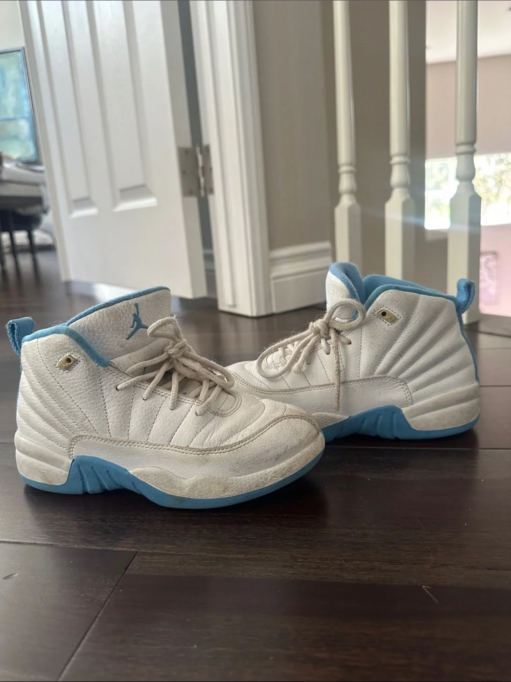 Jordan Kids White and Light Blue Sneakers